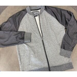 Brooklyn Cloth Mens Grey Sweatshirt Gray Sleeves Full Zip Men's SizeLarge